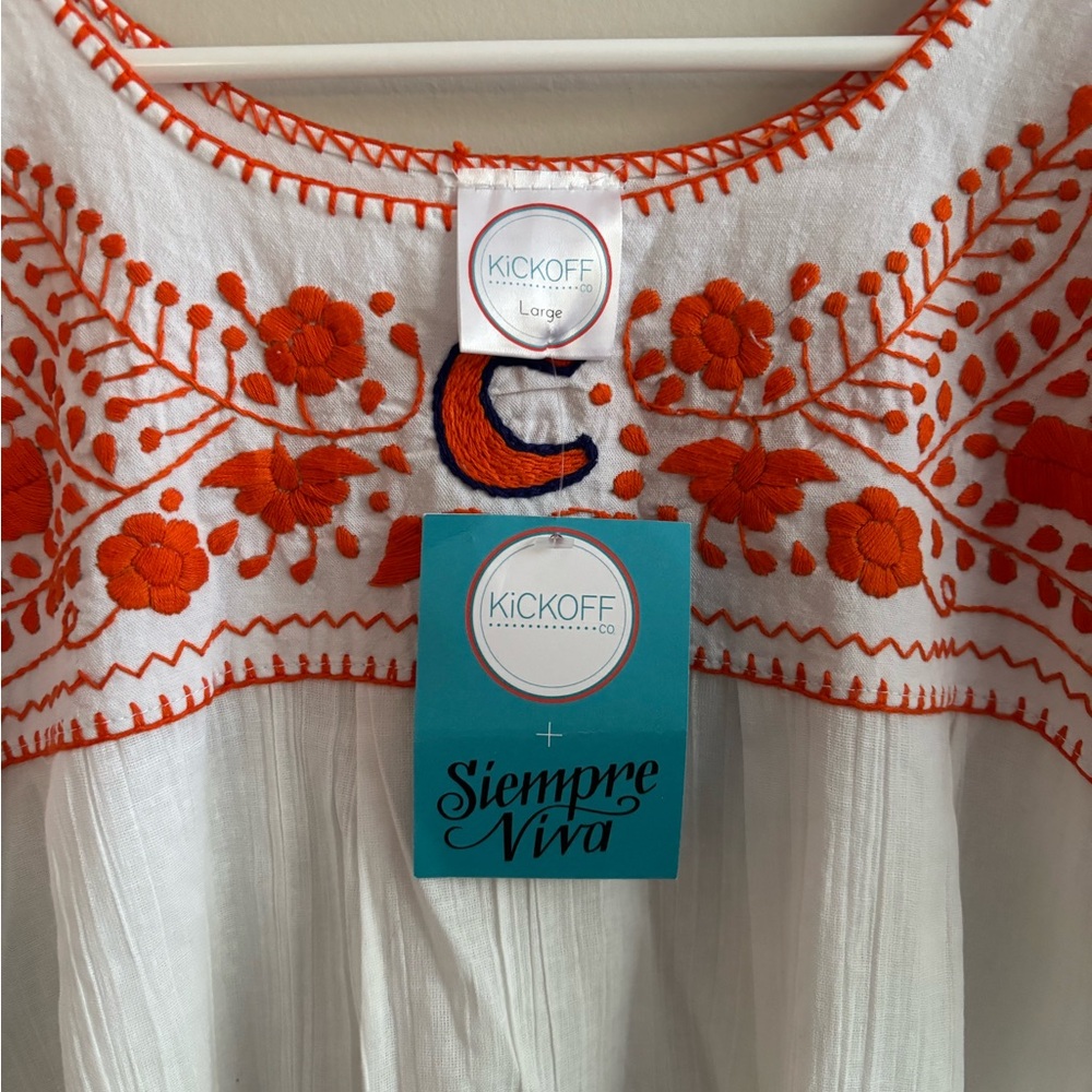 Clemson Kickoff Couture Embroidered White and Orange Women's Top Size Large - Picture 3 of 9